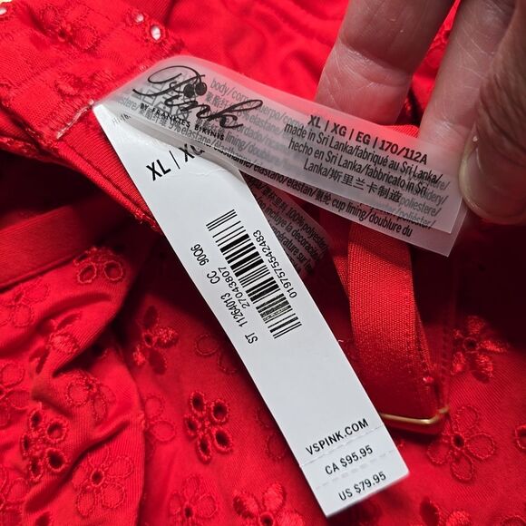 1308 NWT PINK by Frankies Bikinis Nova Eyelet One-Piece Swimsuit Sz XL - Picture 6 of 7